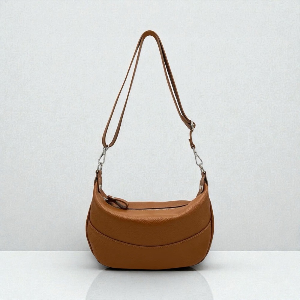 Made in Italy Camel Leather Shoulder Bag Crossbody
